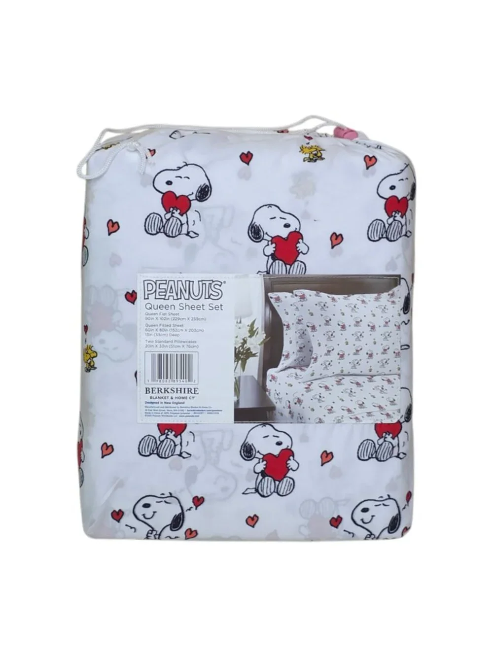 Peanuts Snoopy Hearts Queen Sheet Set Bedding Berkshire Romantic Valentines